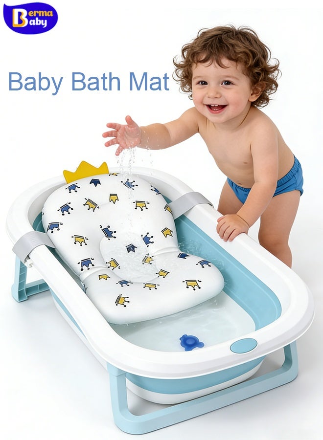 Berma Baby سجادة استحمام للأطفال، وسادة دعم ناعمة وجيدة التهوية لحمام الأطفال حديثي الولادة والرضع، وسادة حوض استحمام قابلة للتركيب مانعة للانزلاق بتصميم وسادة عائمة، قابلة للغسل في الغسالة، سريعة الجفاف، ضرورية لوقت الاستحمام - Image 1